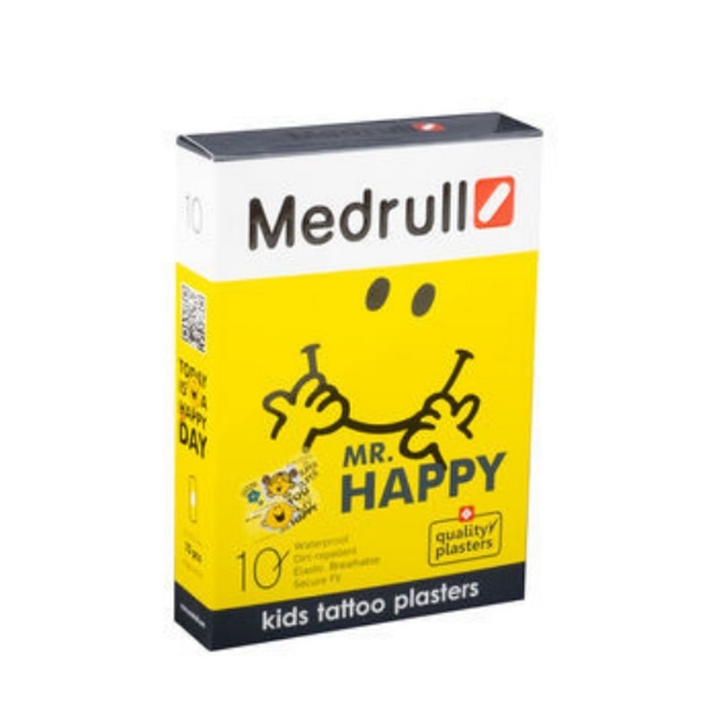 Plasturi impermeabili pentru copii Mr. Happy, 10 bucati, Medrull Plasturi impermeabili pentru copii Mr. Happy, 10 bucati, Medrull