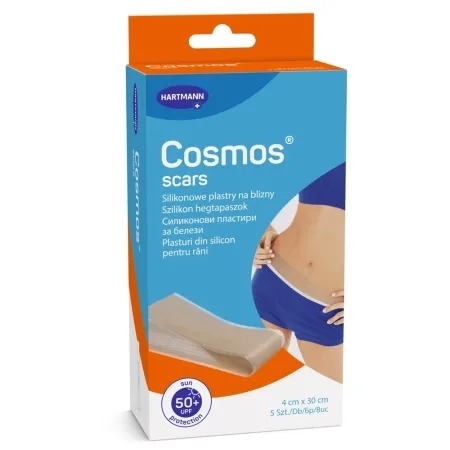 Plasturi pentru ingrijirea cicatricilor 4 cm x 30 cm Cosmos Scars, 5 bucati, Hartmann Plasturi pentru ingrijirea cicatricilor 4 cm x 30 cm Cosmos Scars, 5 bucati, Hartmann