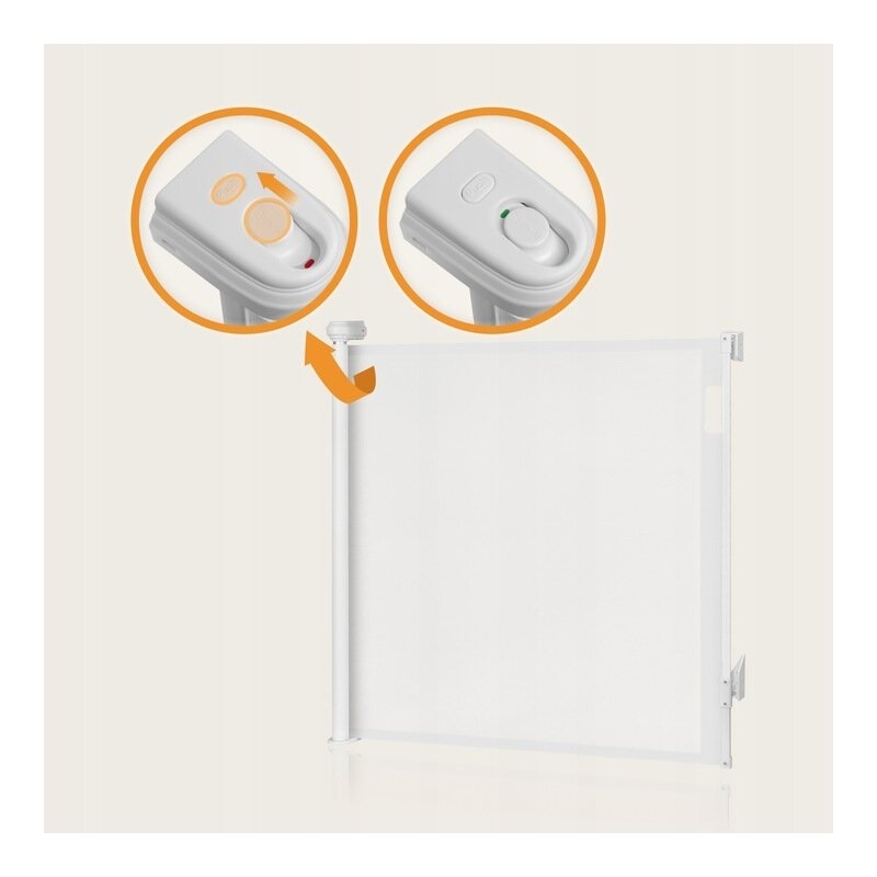 Poarta de siguranta, Lionelo, Thea, Textila, Ofera vizibilitate, Retractabila, Mecanism dublu de blocare, Montaj universal, 80x140 cm, Conform cu standardul european de securitate EN1930, Alb Poarta de siguranta, Lionelo, Thea, Textila, Ofera vizibilitate, Retractabila, Mecanism dublu de blocare, Montaj universal, 80x140 cm, Conform cu standardul european de securitate EN1930, Alb