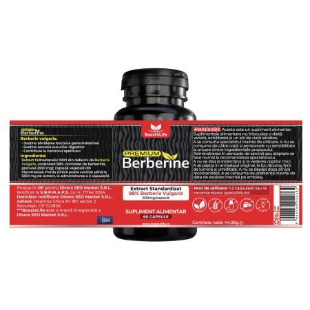 Berberina Premium 600 mg, 60 capsule, Boost4Life Berberina Premium 600 mg, 60 capsule, Boost4Life