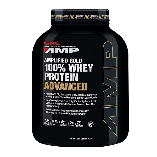 Proteina din zer cu aroma de ciocolata AMP Amplified Gold, 2325 g, GNC Proteina din zer cu aroma de ciocolata AMP Amplified Gold, 2325 g, GNC