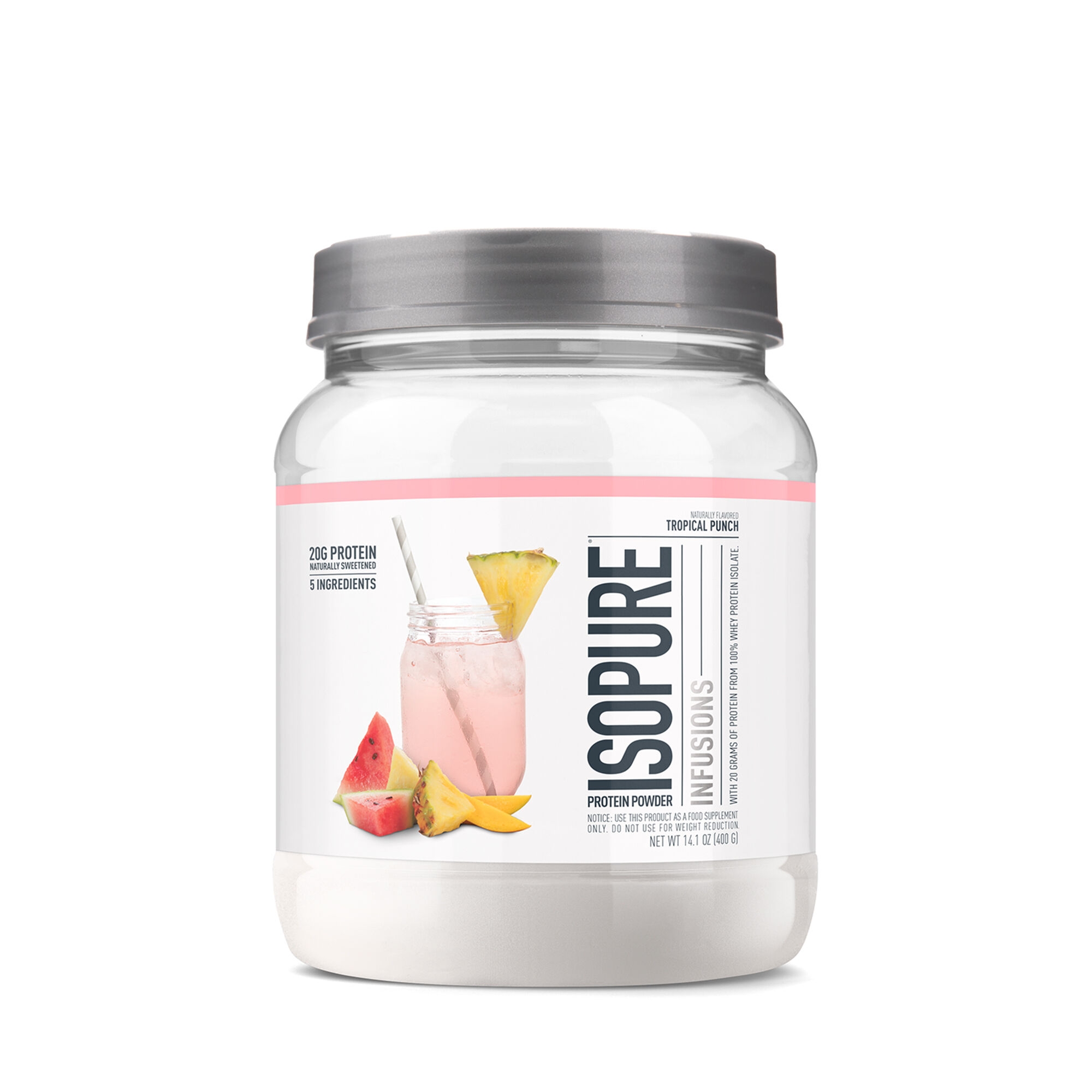 Proteina izolata din zer cu aroma de punch tropical, 400 g, Isopure Proteina izolata din zer cu aroma de punch tropical, 400 g, Isopure