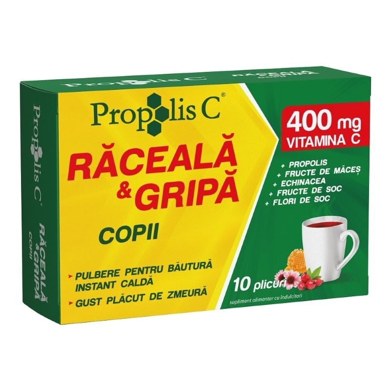 Propolis C raceala si gripa pentru copii, 10 plicuri, Fiterman Pharma Propolis C raceala si gripa pentru copii, 10 plicuri, Fiterman Pharma