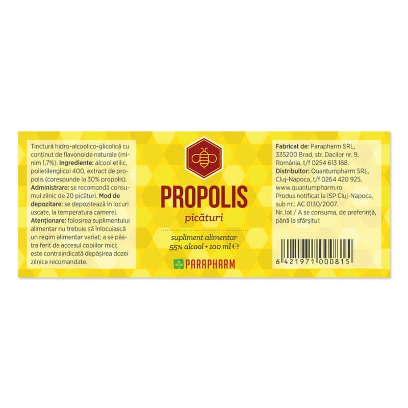 Propolis picaturi, 100 ml, Parapharm Propolis picaturi, 100 ml, Parapharm