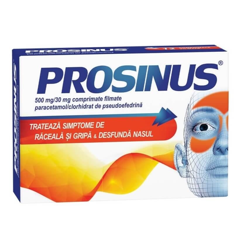 Prosinus, 500 mg/30 mg, 20 comprimate filmate, Fiterman Pharma Prosinus, 500 mg/30 mg, 20 comprimate filmate, Fiterman Pharma