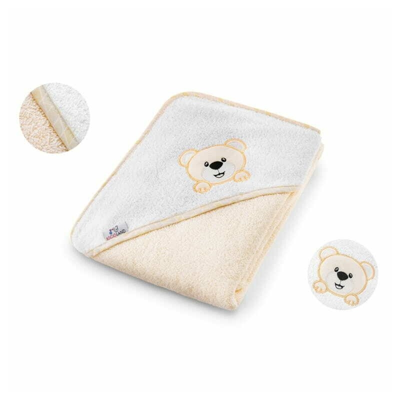 Prosop de baie, Bocioland, Cu gluga, 100% bumbac, 80x80 cm, Teddy Bear, Beige Prosop de baie, Bocioland, Cu gluga, 100% bumbac, 80x80 cm, Teddy Bear, Beige