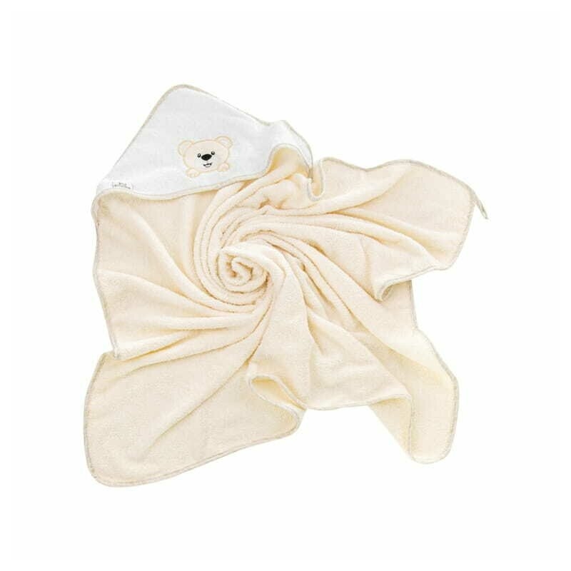 Prosop de baie, Bocioland, Cu gluga, 100% bumbac, 80x80 cm, Teddy Bear, Beige Prosop de baie, Bocioland, Cu gluga, 100% bumbac, 80x80 cm, Teddy Bear, Beige