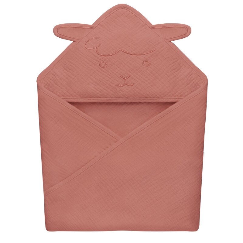 Prosop de baie, Lionelo, Cu gluga, Din muselina, 100% bumbac, 80x80 cm, Absorbtie eficienta, Rosu Prosop de baie, Lionelo, Cu gluga, Din muselina, 100% bumbac, 80x80 cm, Absorbtie eficienta, Rosu