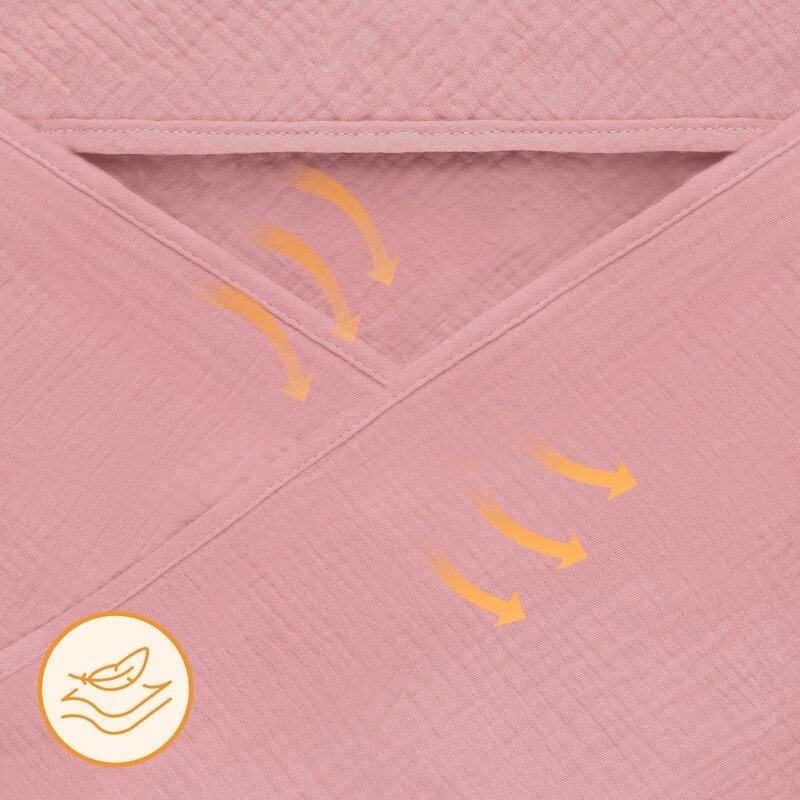 Prosop de baie, Lionelo, Cu gluga, Din muselina, 100% bumbac, 80x80 cm, Absorbtie eficienta, Roz Prosop de baie, Lionelo, Cu gluga, Din muselina, 100% bumbac, 80x80 cm, Absorbtie eficienta, Roz
