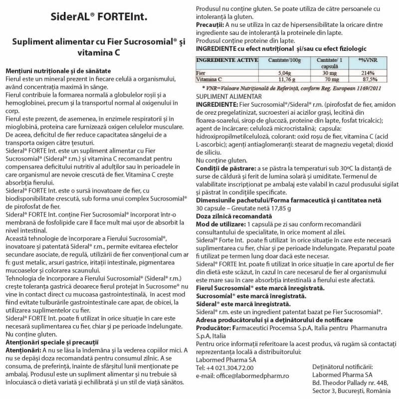 Sideral Forte, 30 capsule, Labormed Sideral Forte, 30 capsule, Labormed