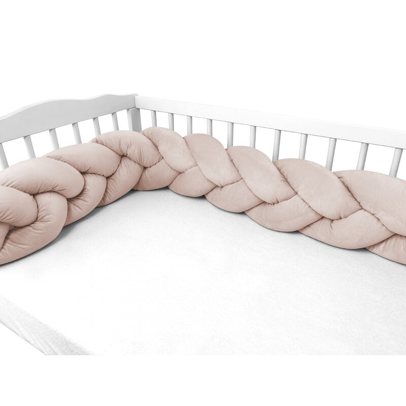 Protectie laterala, MimiNu, Pentru patut, Tip Bumper impletit, Din catifea, 220x23 cm, Beige Pink Protectie laterala, MimiNu, Pentru patut, Tip Bumper impletit, Din catifea, 220x23 cm, Beige Pink
