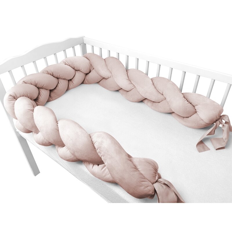 Protectie laterala, MimiNu, Pentru patut, Tip Bumper impletit, Din catifea, 220x23 cm, Beige Pink Protectie laterala, MimiNu, Pentru patut, Tip Bumper impletit, Din catifea, 220x23 cm, Beige Pink