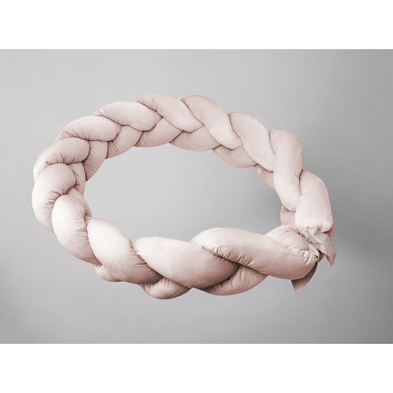 Protectie laterala, MimiNu, Pentru patut, Tip Bumper impletit, Din catifea, 220x23 cm, Beige Pink Protectie laterala, MimiNu, Pentru patut, Tip Bumper impletit, Din catifea, 220x23 cm, Beige Pink