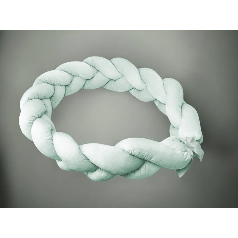 Protectie laterala, MimiNu, Pentru patut, Tip Bumper impletit, Din catifea, 220x23 cm, Cold Mint Protectie laterala, MimiNu, Pentru patut, Tip Bumper impletit, Din catifea, 220x23 cm, Cold Mint