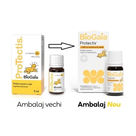 Picaturi cu vitamina D3 Protectis, 5 ml, BioGaia Picaturi cu vitamina D3 Protectis, 5 ml, BioGaia