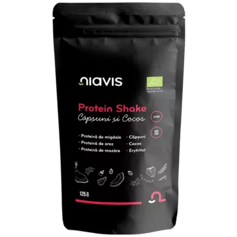 Protein Shake cu capsuni si cocos, 125 g, Niavis Protein Shake cu capsuni si cocos, 125 g, Niavis