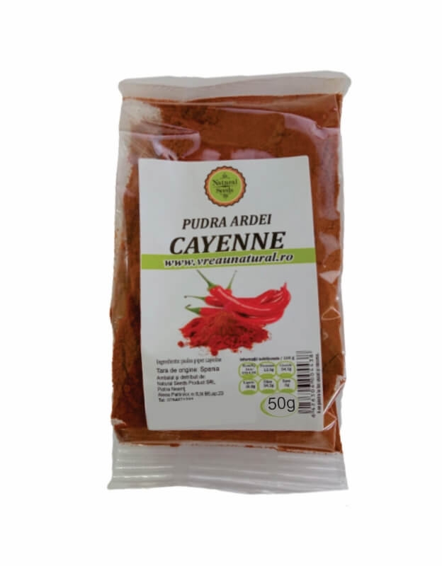 Pudra ardei cayenne, 50 g, Natural Seeds Pudra ardei cayenne, 50 g, Natural Seeds