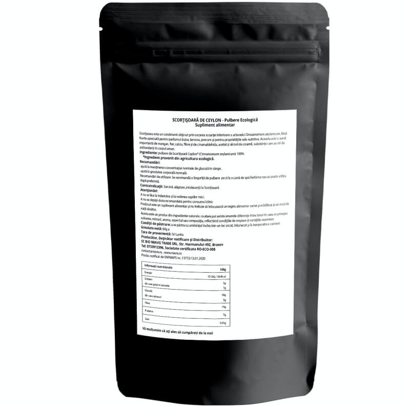 Scortisoara Ceylon pulbere ecologica, 60 g, Niavis Scortisoara Ceylon pulbere ecologica, 60 g, Niavis