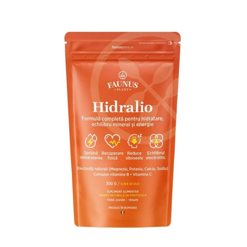Pudra cu electroliti pentru hidratare si energie Hidralio, 300 g, Faunus Plant