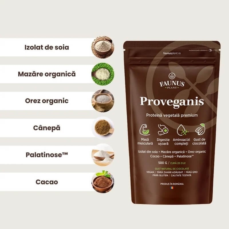Pudra proteica vegetala 500g, Faunus Plant Pudra proteica vegetala 500g, Faunus Plant