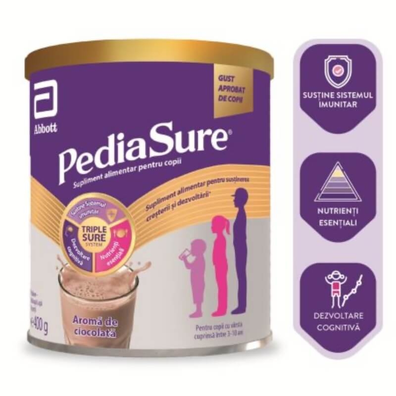 Pulbere cu aroma de ciocolata, 3-10 ani, 400 g, PediaSure Pulbere cu aroma de ciocolata, 3-10 ani, 400 g, PediaSure