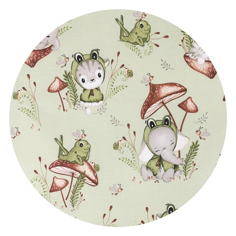 Qmini - Aparatoare pentru patut 120x60 cm, Din bumbac certificat Oeko Tex Standard 100, 180x30 cm, Cu panglici, Frogs Qmini - Aparatoare pentru patut 120x60 cm, Din bumbac certificat Oeko Tex Standard 100, 180x30 cm, Cu panglici, Frogs