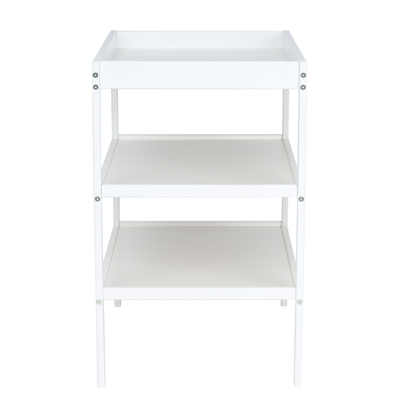 Qmini - Masuta de schimbat, Cu 2 polite pentru depozitare, Potrivita pentru saltelute de infasat de 70x50 cm, Inaltime 86 cm, Alb Qmini - Masuta de schimbat, Cu 2 polite pentru depozitare, Potrivita pentru saltelute de infasat de 70x50 cm, Inaltime 86 cm, Alb