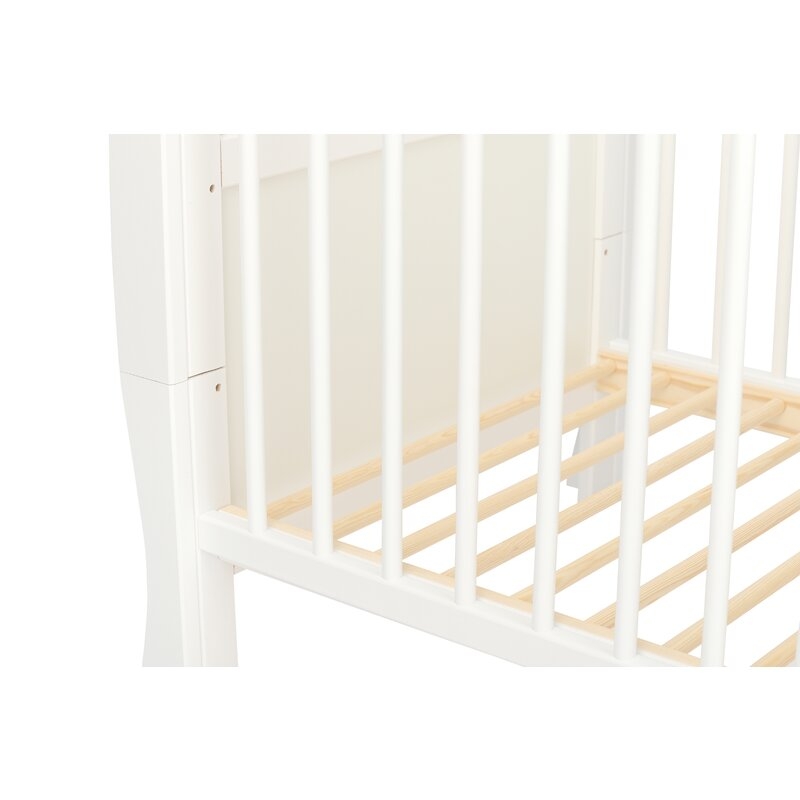 Qmini - Patut din lemn Julia 120x60 cm, multifunctional, cu sertar, Alb