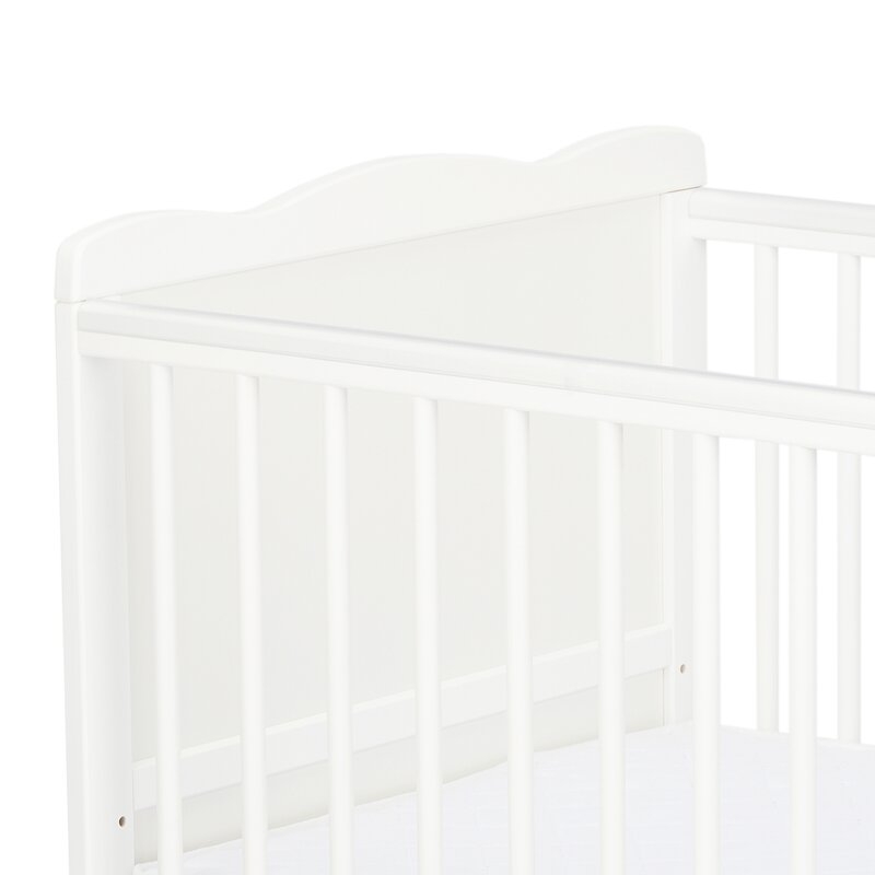 Qmini - Patut din lemn Julia 120x60 cm, multifunctional, cu sertar, Alb + Saltea 8 cm