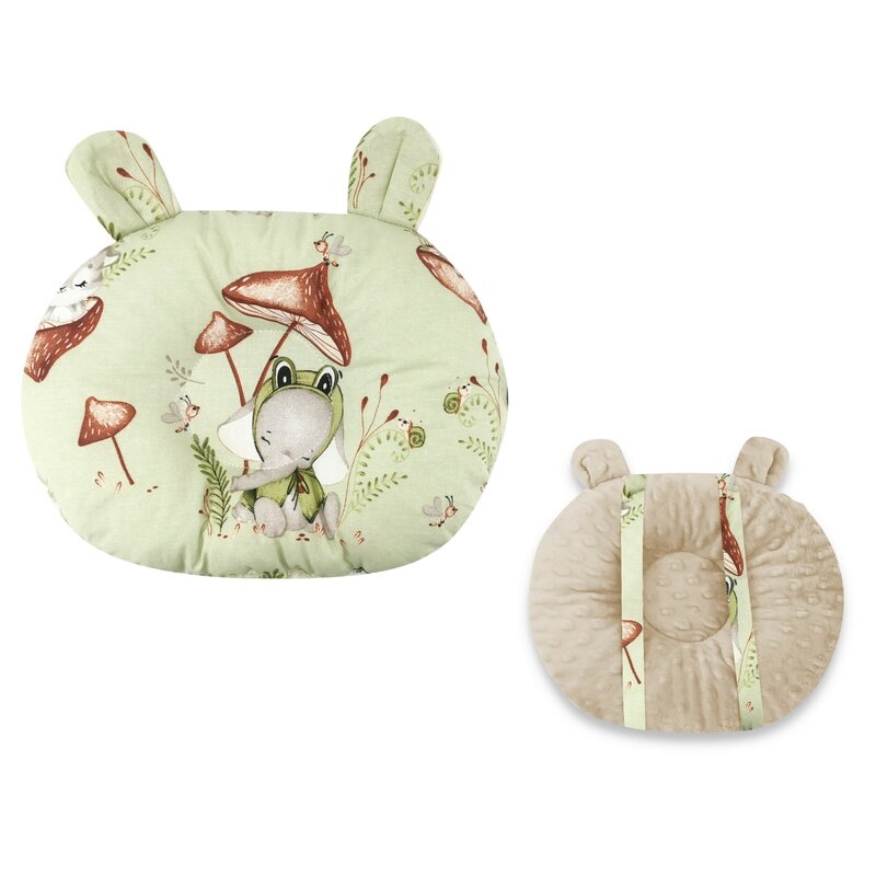 Qmini - Perna bebelusi Ursulet, Multifunctionala, Cu doua fete, Tesatura pufoasa minky si bumbac, Materiale certificate Oeko Tex Standard 100, Dimensiune 30x23 cm, Frogs