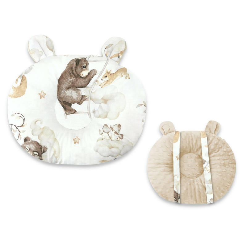 Qmini - Perna bebelusi Ursulet, Multifunctionala, Cu doua fete, Tesatura pufoasa minky si bumbac, Materiale certificate Oeko Tex Standard 100, Dimensiune 30x23 cm, Minky Teddy Bear and Friends Beige Qmini - Perna bebelusi Ursulet, Multifunctionala, Cu doua fete, Tesatura pufoasa minky si bumbac, Materiale certificate Oeko Tex Standard 100, Dimensiune 30x23 cm, Minky Teddy Bear and Friends Beige