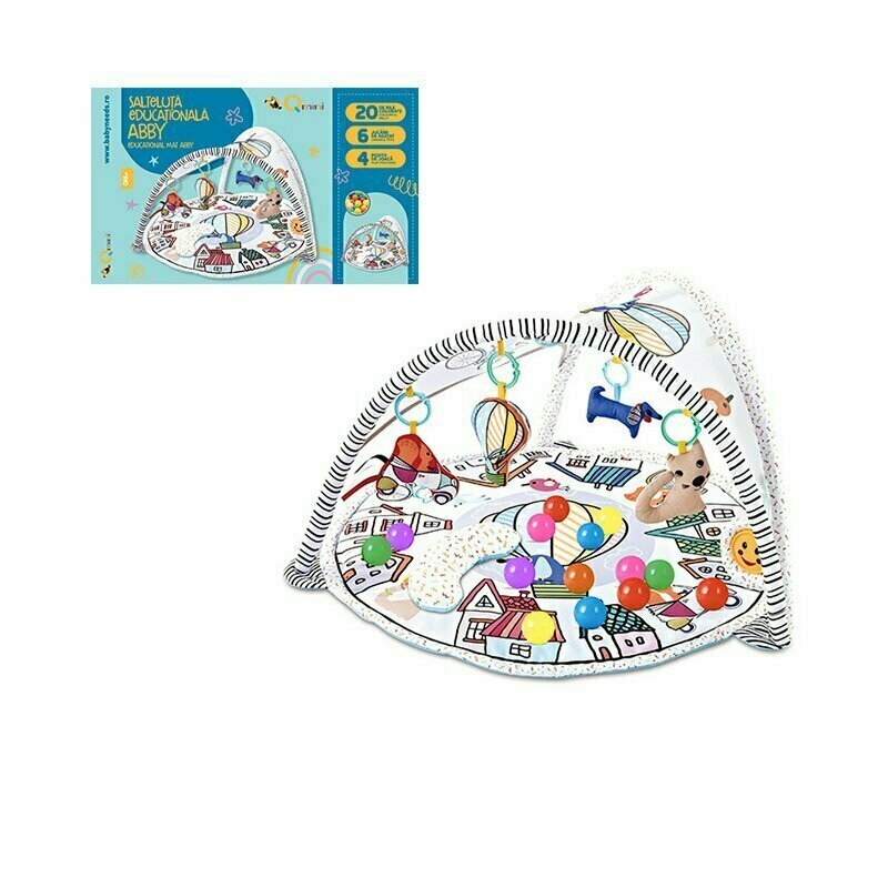 Qmini - Salteluta interactiva Abby . Cu muzica. 20 bile. 6 jucarii . Pentru activitati educationale. din Poliester. 85x85 cm. Multicolor. Resigilat Qmini - Salteluta interactiva Abby . Cu muzica. 20 bile. 6 jucarii . Pentru activitati educationale. din Poliester. 85x85 cm. Multicolor. Resigilat
