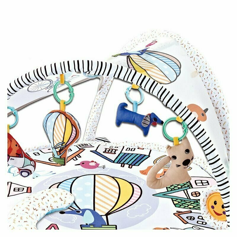 Qmini - Salteluta interactiva Abby . Cu muzica. 20 bile. 6 jucarii . Pentru activitati educationale. din Poliester. 85x85 cm. Multicolor. Resigilat Qmini - Salteluta interactiva Abby . Cu muzica. 20 bile. 6 jucarii . Pentru activitati educationale. din Poliester. 85x85 cm. Multicolor. Resigilat