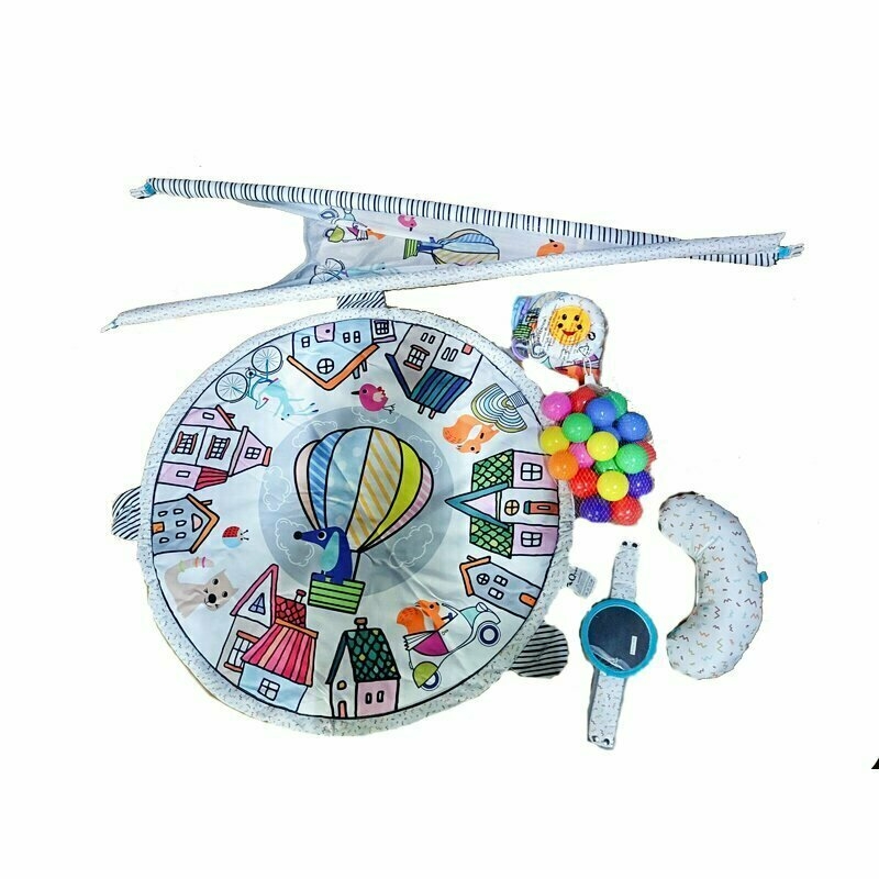 Qmini - Salteluta interactiva Abby . Cu muzica. 20 bile. 6 jucarii . Pentru activitati educationale. din Poliester. 85x85 cm. Multicolor. Resigilat Qmini - Salteluta interactiva Abby . Cu muzica. 20 bile. 6 jucarii . Pentru activitati educationale. din Poliester. 85x85 cm. Multicolor. Resigilat