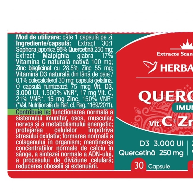 Quercetin Imuno Suport, 30 capsule, Herbagetica Quercetin Imuno Suport, 30 capsule, Herbagetica