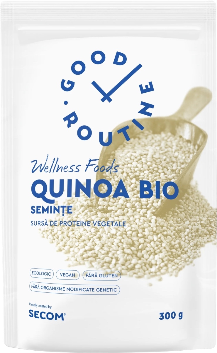 Quinoa Bio seminte Good Routine Wellness Foods, 300 g, Secom Quinoa Bio seminte Good Routine Wellness Foods, 300 g, Secom