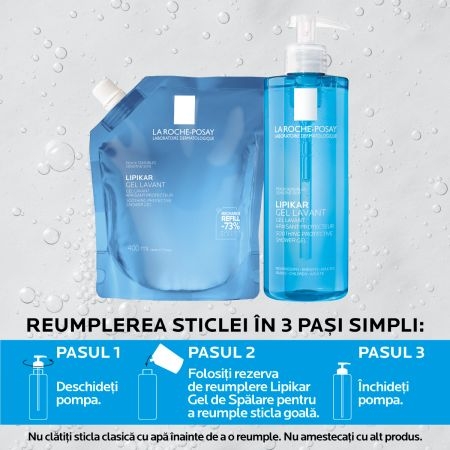 Rezerva gel lavant Lipikar, 400 ml, La Roche-Posay Rezerva gel lavant Lipikar, 400 ml, La Roche-Posay
