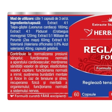 Reglatens Forte, 60 capsule, Herbagetica Reglatens Forte, 60 capsule, Herbagetica