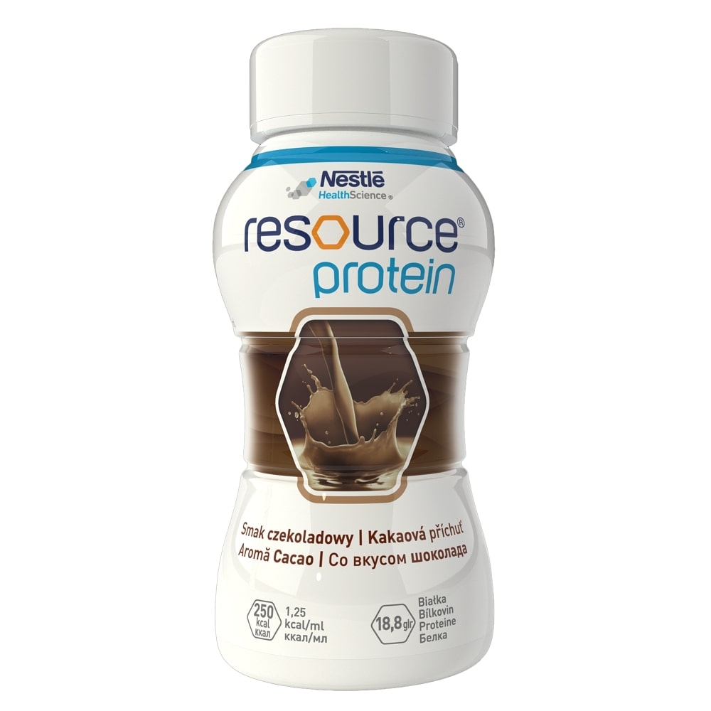 Resource 2.0 + Protein cu aroma de cacao fara gluten, 4 x 200 ml, Nestle Resource 2.0 + Protein cu aroma de cacao fara gluten, 4 x 200 ml, Nestle