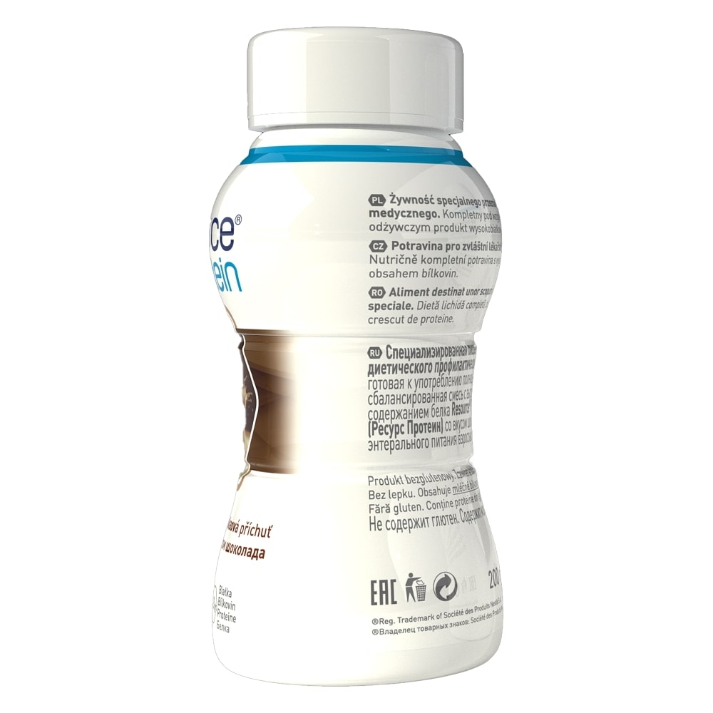 Resource 2.0 + Protein cu aroma de cacao fara gluten, 4 x 200 ml, Nestle Resource 2.0 + Protein cu aroma de cacao fara gluten, 4 x 200 ml, Nestle