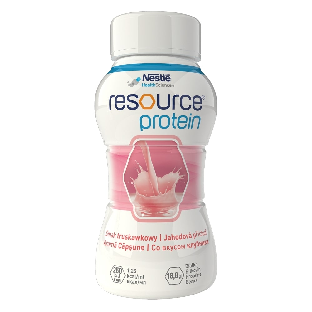 Resource 2.0 + Protein cu aroma de capsuni fara gluten, 4 x 200 ml, Nestle Resource 2.0 + Protein cu aroma de capsuni fara gluten, 4 x 200 ml, Nestle