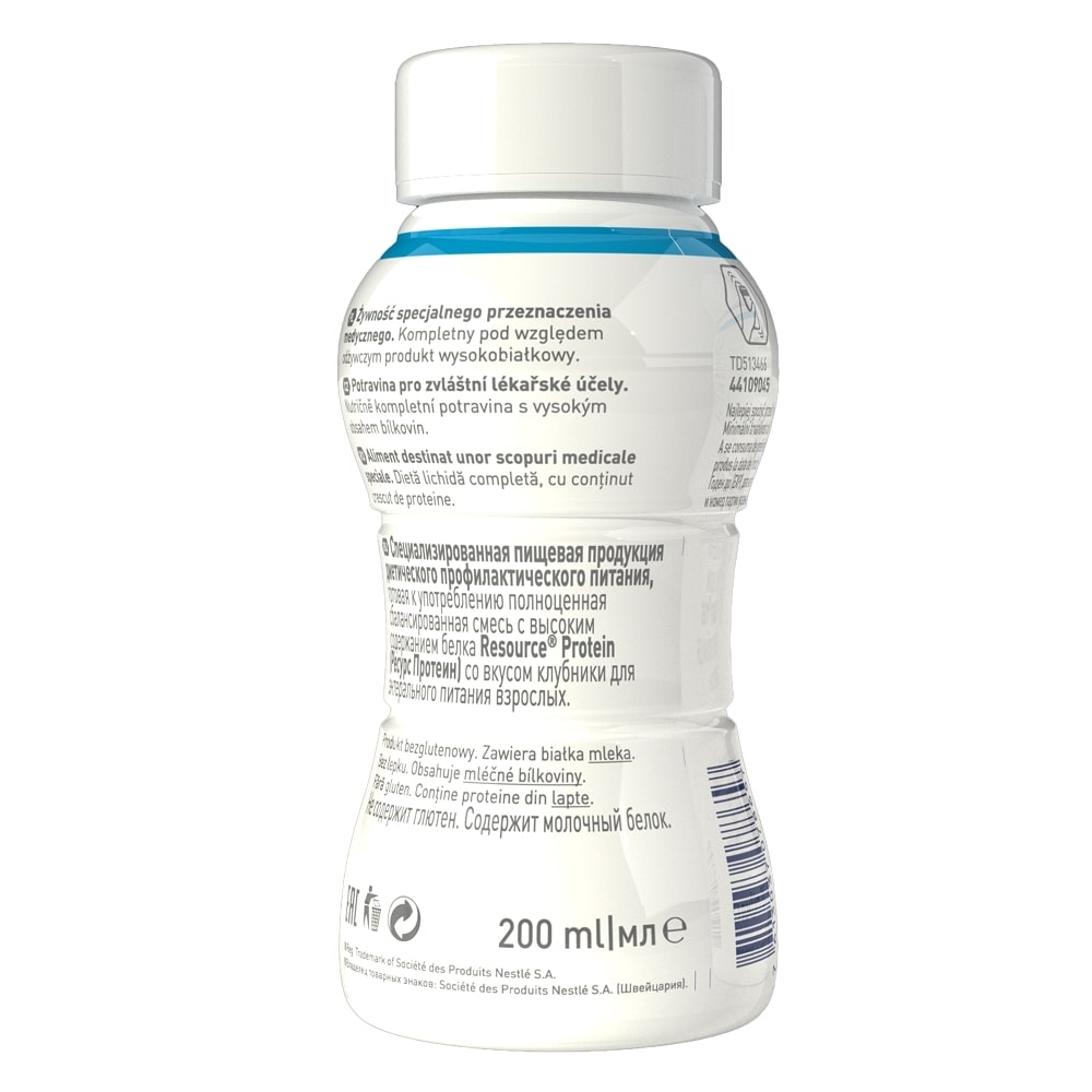 Resource 2.0 + Protein cu aroma de capsuni fara gluten, 4 x 200 ml, Nestle Resource 2.0 + Protein cu aroma de capsuni fara gluten, 4 x 200 ml, Nestle