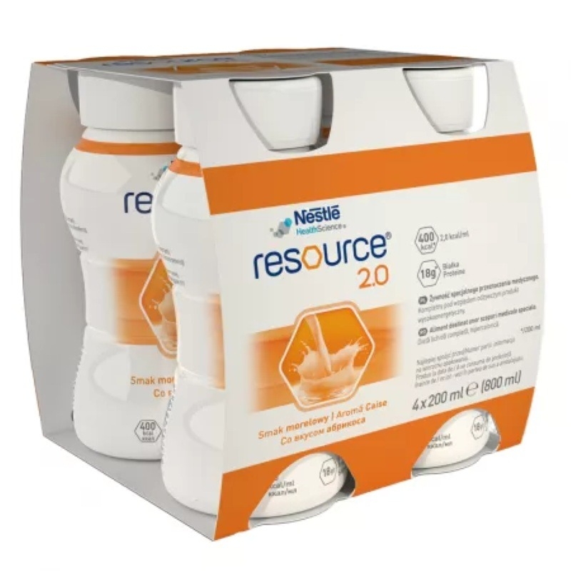 Resource 2.0 fara gluten cu aroma de caise, 4 x 200 ml, Nestle Resource 2.0 fara gluten cu aroma de caise, 4 x 200 ml, Nestle