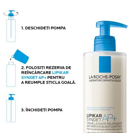 Rezerva Crema de spalare Lipikar Syndet AP+, 400 ml, La Roche-Posay Rezerva Crema de spalare Lipikar Syndet AP+, 400 ml, La Roche-Posay