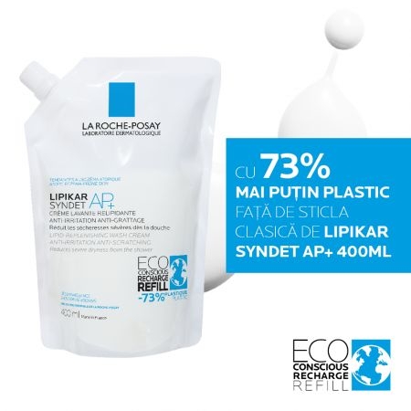 Rezerva Crema de spalare Lipikar Syndet AP+, 400 ml, La Roche-Posay Rezerva Crema de spalare Lipikar Syndet AP+, 400 ml, La Roche-Posay