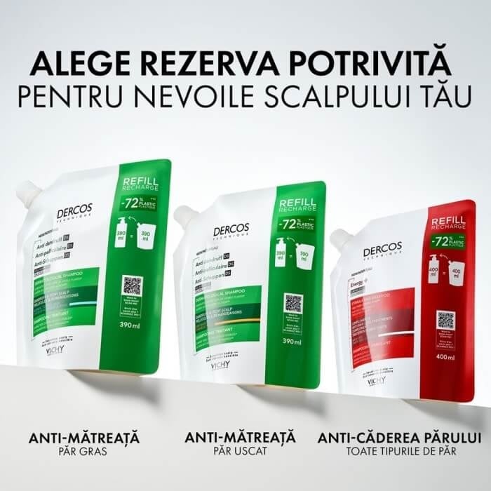 Rezerva eco sampon impotriva caderii parului Dercos Aminexil Energy+, 400 ml, Vichy Rezerva eco sampon impotriva caderii parului Dercos Aminexil Energy+, 400 ml, Vichy