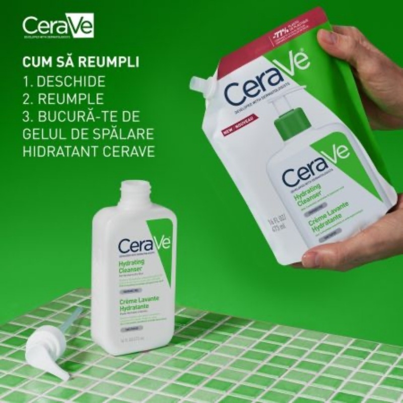 Rezerva gel de spalare hidratant pentru piele normala si uscata, 473 ml, Cerave Rezerva gel de spalare hidratant pentru piele normala si uscata, 473 ml, Cerave