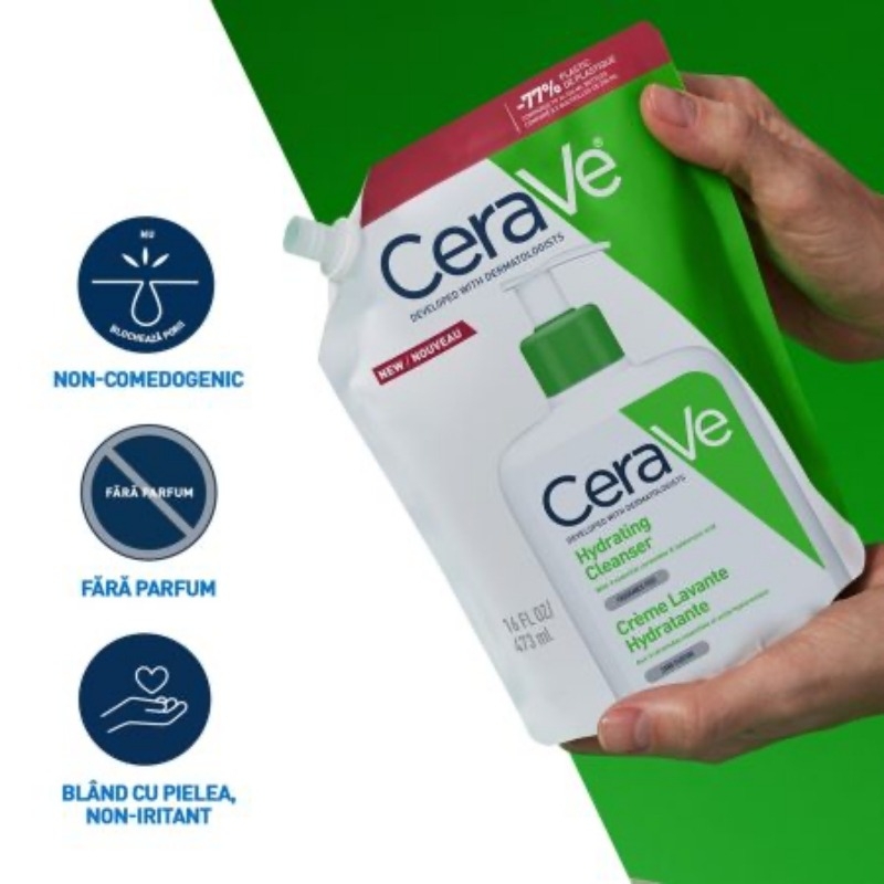 Rezerva gel de spalare hidratant pentru piele normala si uscata, 473 ml, Cerave Rezerva gel de spalare hidratant pentru piele normala si uscata, 473 ml, Cerave