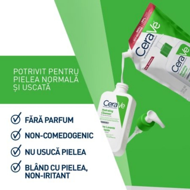 Rezerva gel de spalare hidratant pentru piele normala si uscata, 473 ml, Cerave Rezerva gel de spalare hidratant pentru piele normala si uscata, 473 ml, Cerave