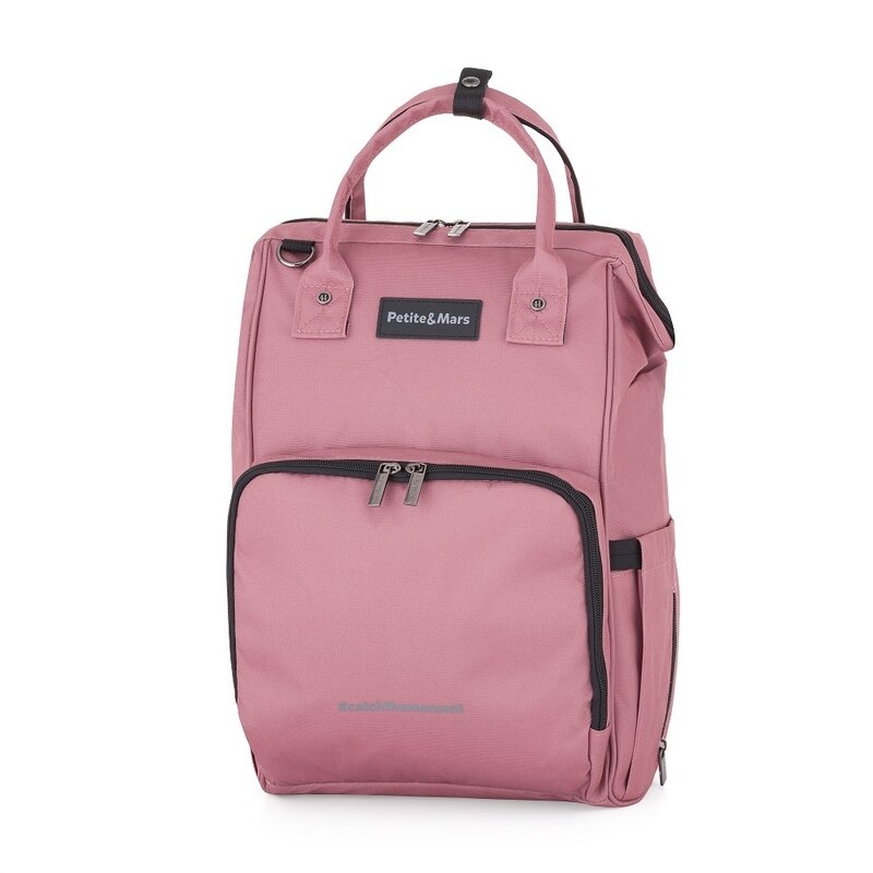 Rucsac pentru mamici, Petite&Mars, Jack, Cu 11 compartimente, Cu buzunare termice, Saltea de infasat inclusa, 30 x 42 x 15 cm, Dusty Rose Rucsac pentru mamici, Petite&Mars, Jack, Cu 11 compartimente, Cu buzunare termice, Saltea de infasat inclusa, 30 x 42 x 15 cm, Dusty Rose
